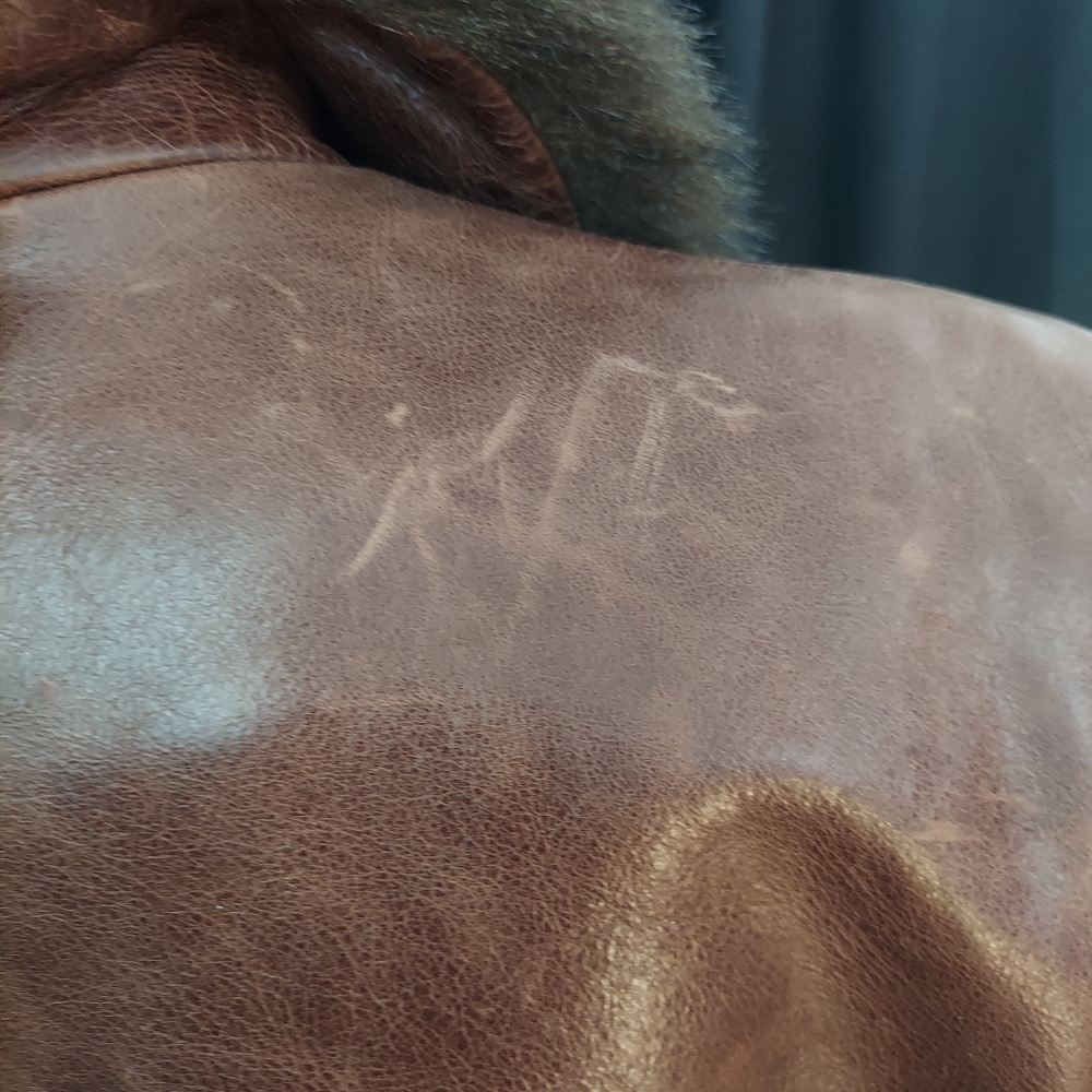 Guess Brown Leather Jacket with Faux Fur Collar - Picture 15 of 15